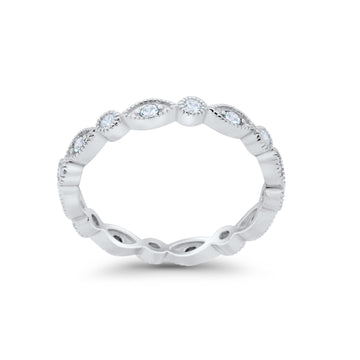 Eternity Stackable Wedding Marquise Simulated CZ 925 Sterling Silver